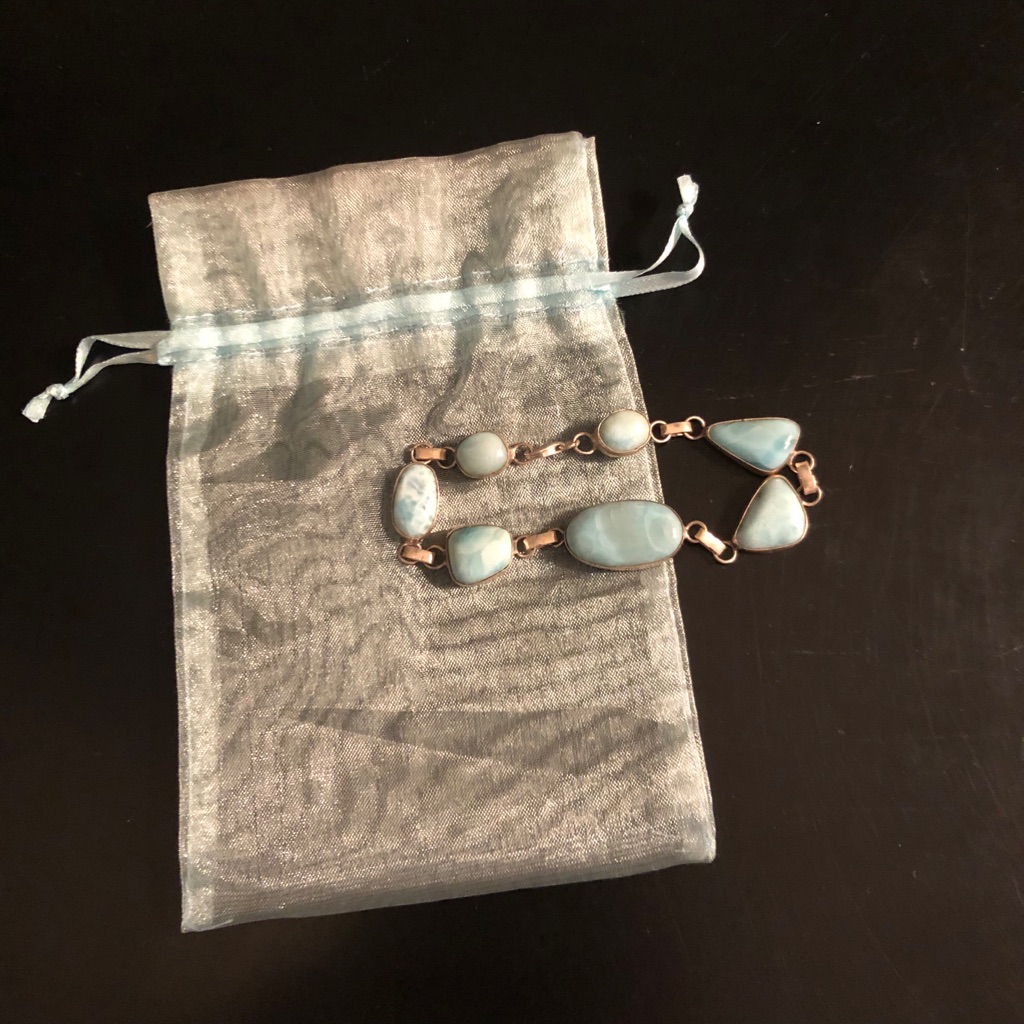 Faux Turquoise Silver Tone 8” Bracelet